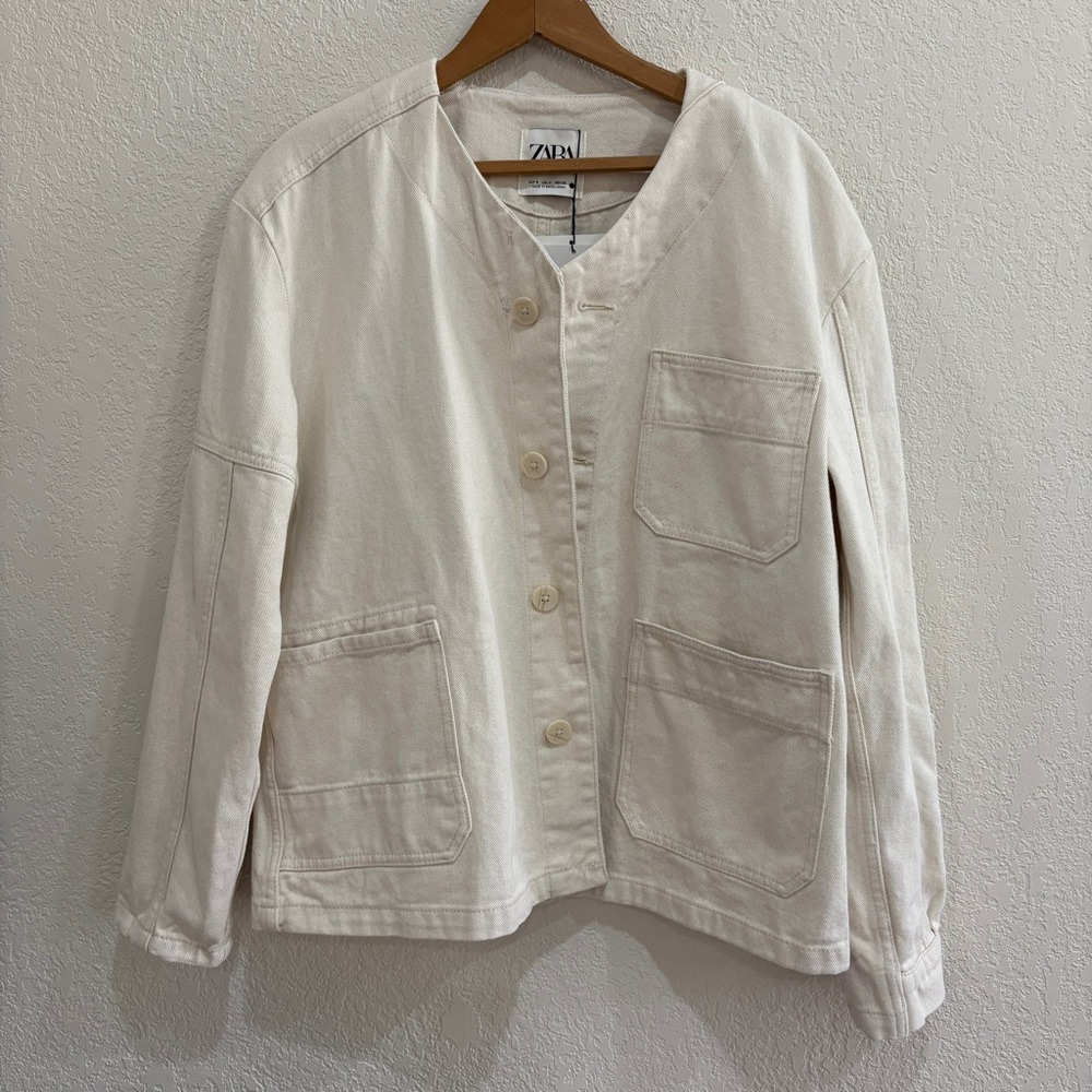Zara‎ Women's Off-White The Deconstructed Over-shirt